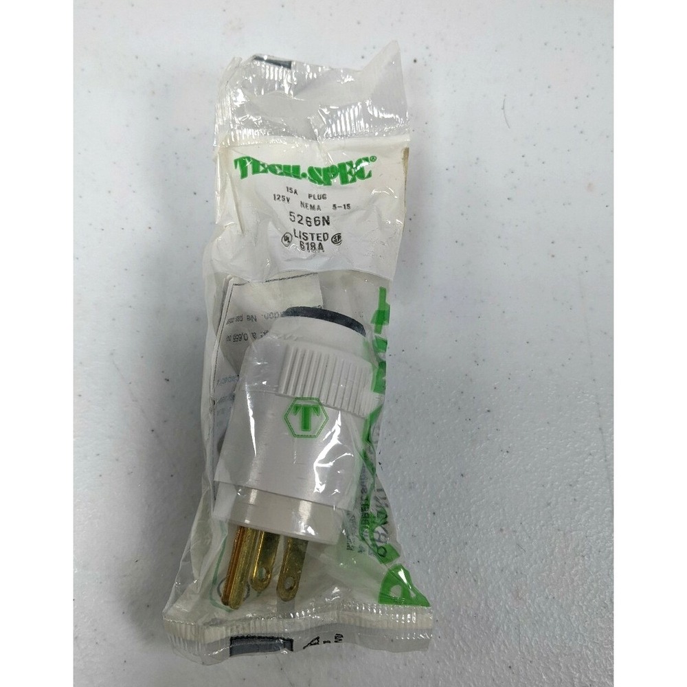 Bryant Tech-Spec 5266N 15A 125V NEMA 5-15P Industrial Straight Blade Plug White